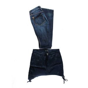 Frankie B Women's Drawstring Button Closure Mini Skirt Blue Size 4 23, Lot 2